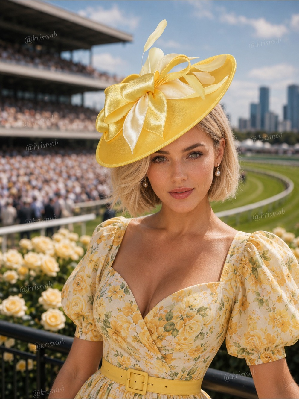 Elegant Yellow Fascinator Hat Kentucky Derby Churchill Downs Tea Church Formal